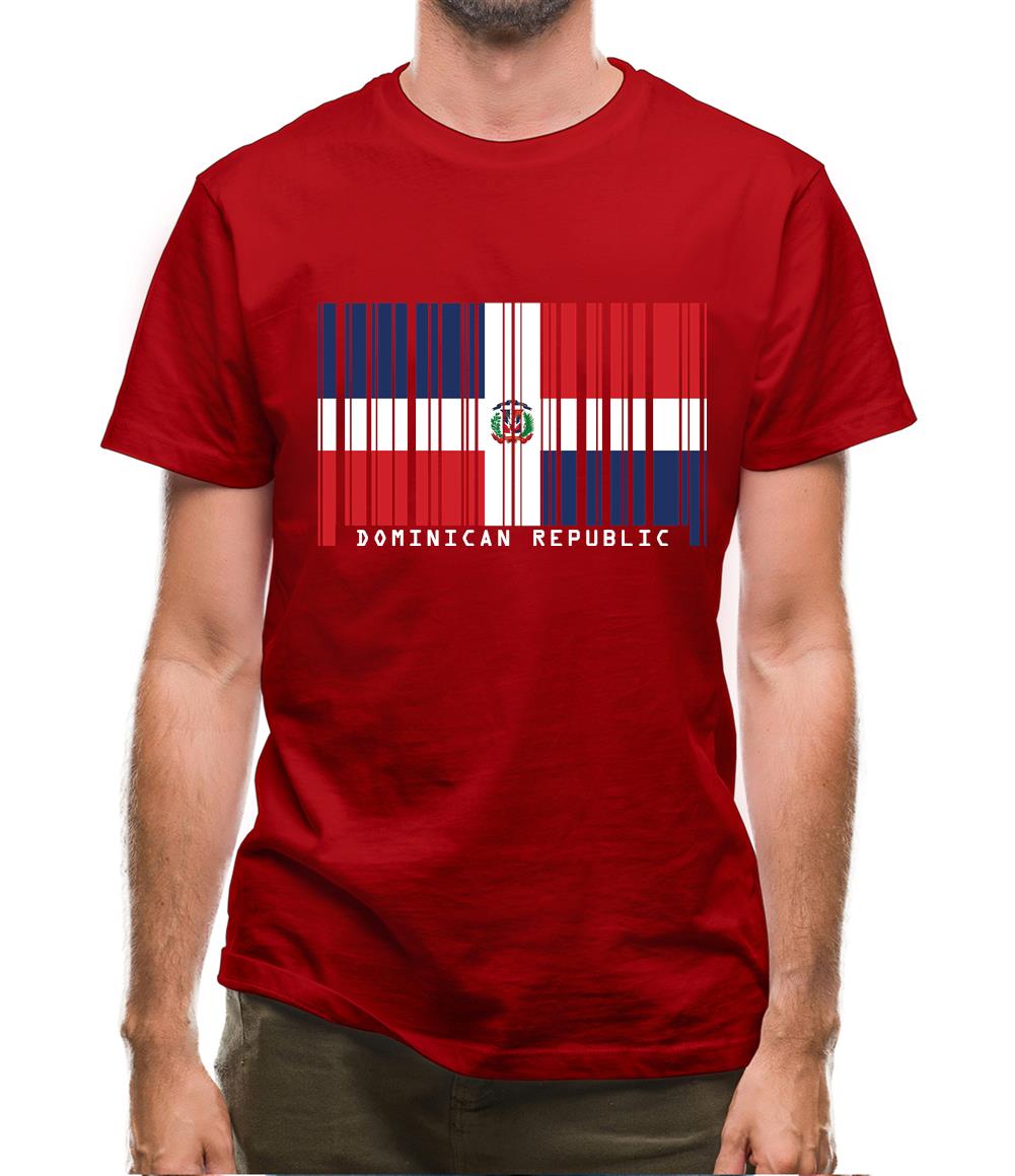 Dominican Republic  Barcode Style Flag Mens T-Shirt