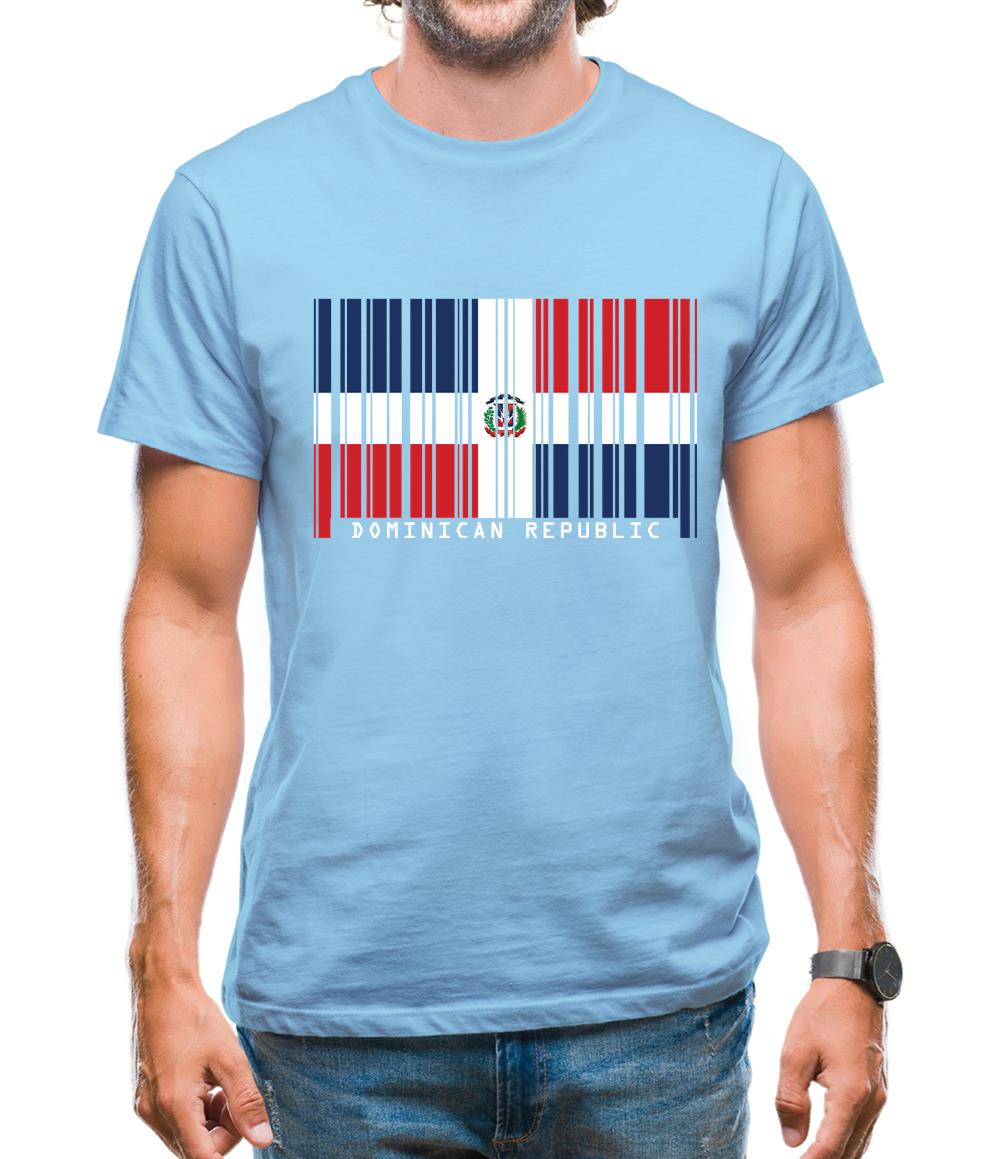 Dominican Republic  Barcode Style Flag Mens T-Shirt