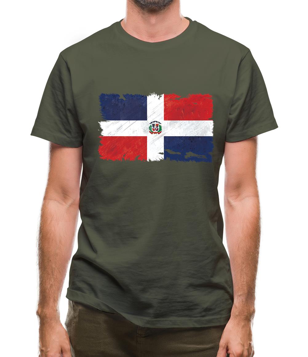 Dominican Republic Grunge Style Flag Mens T-Shirt