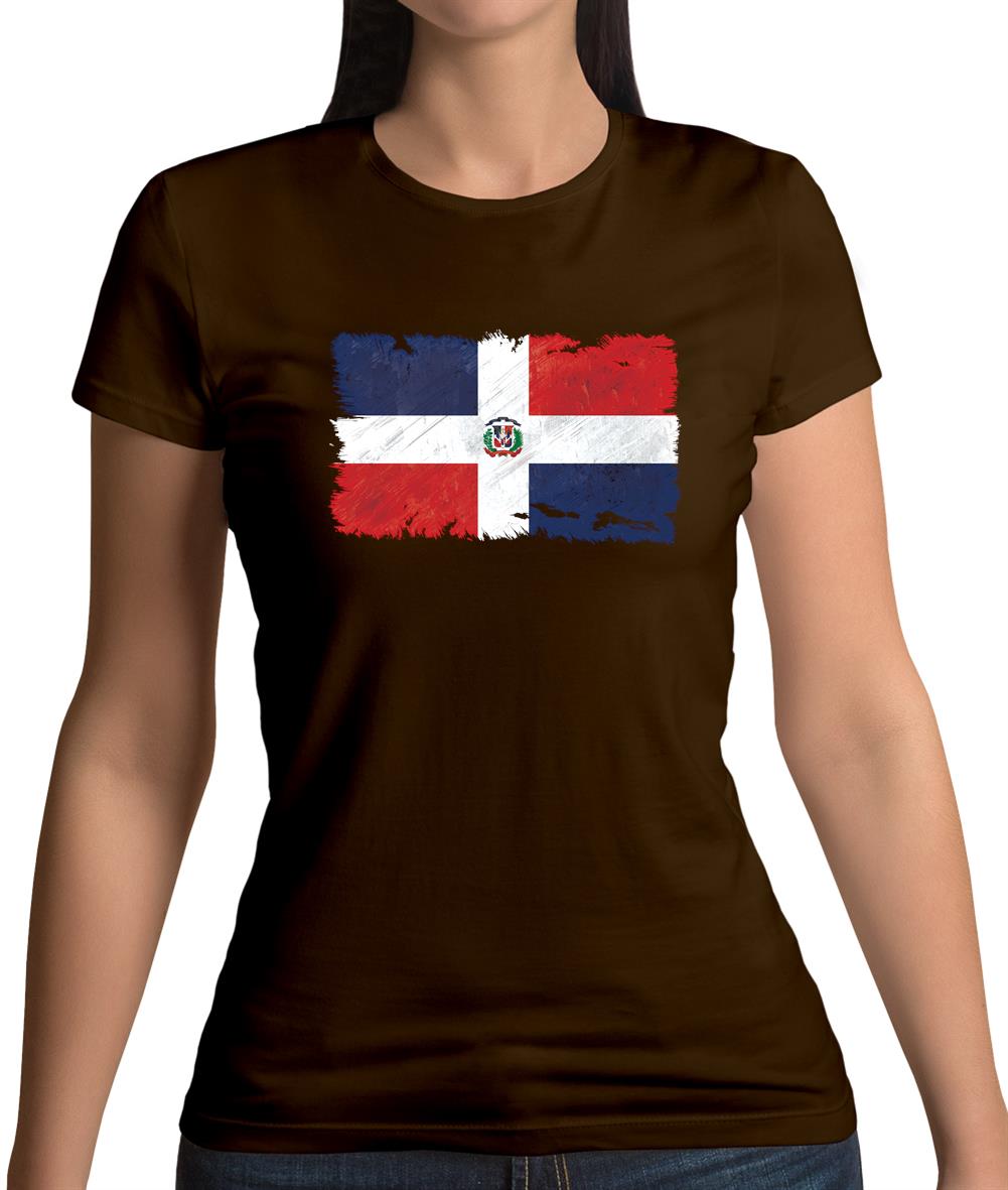 Dominican Republic Grunge Style Flag Womens T-Shirt