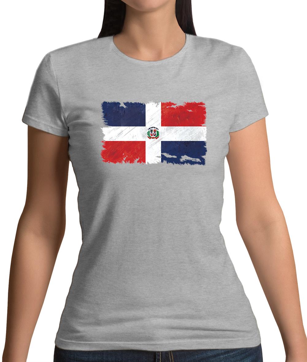 Dominican Republic Grunge Style Flag Womens T-Shirt