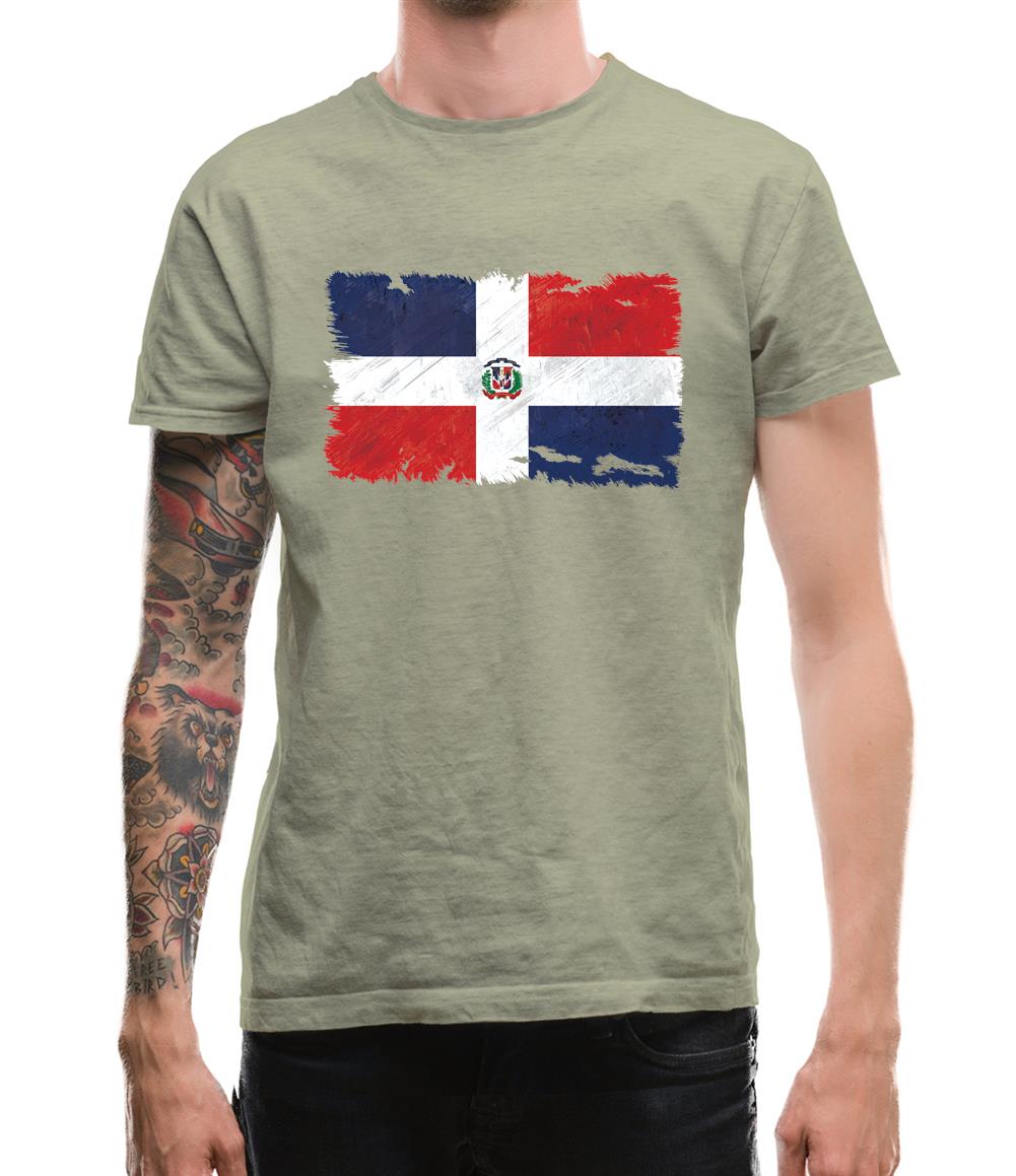 Dominican Republic Grunge Style Flag Mens T-Shirt