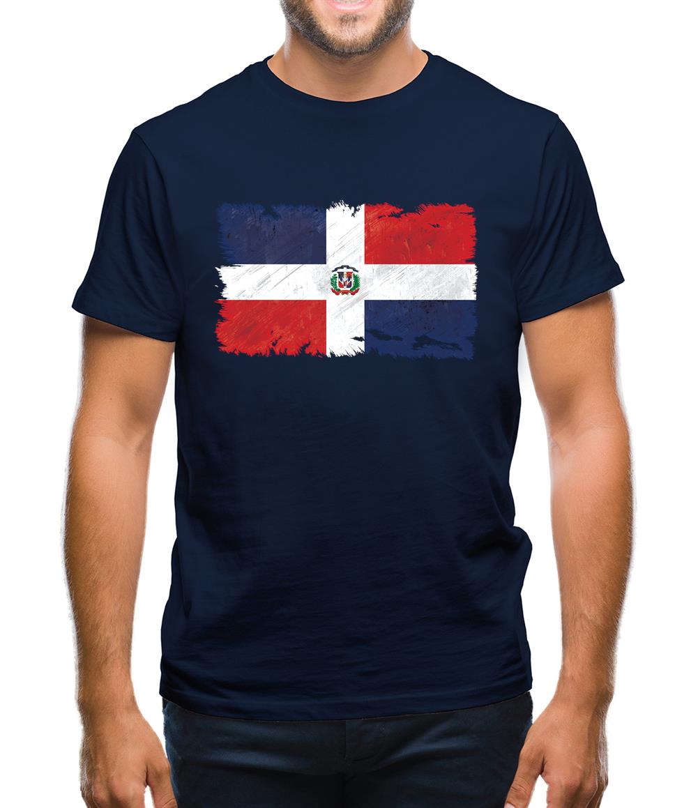 Dominican Republic Grunge Style Flag Mens T-Shirt
