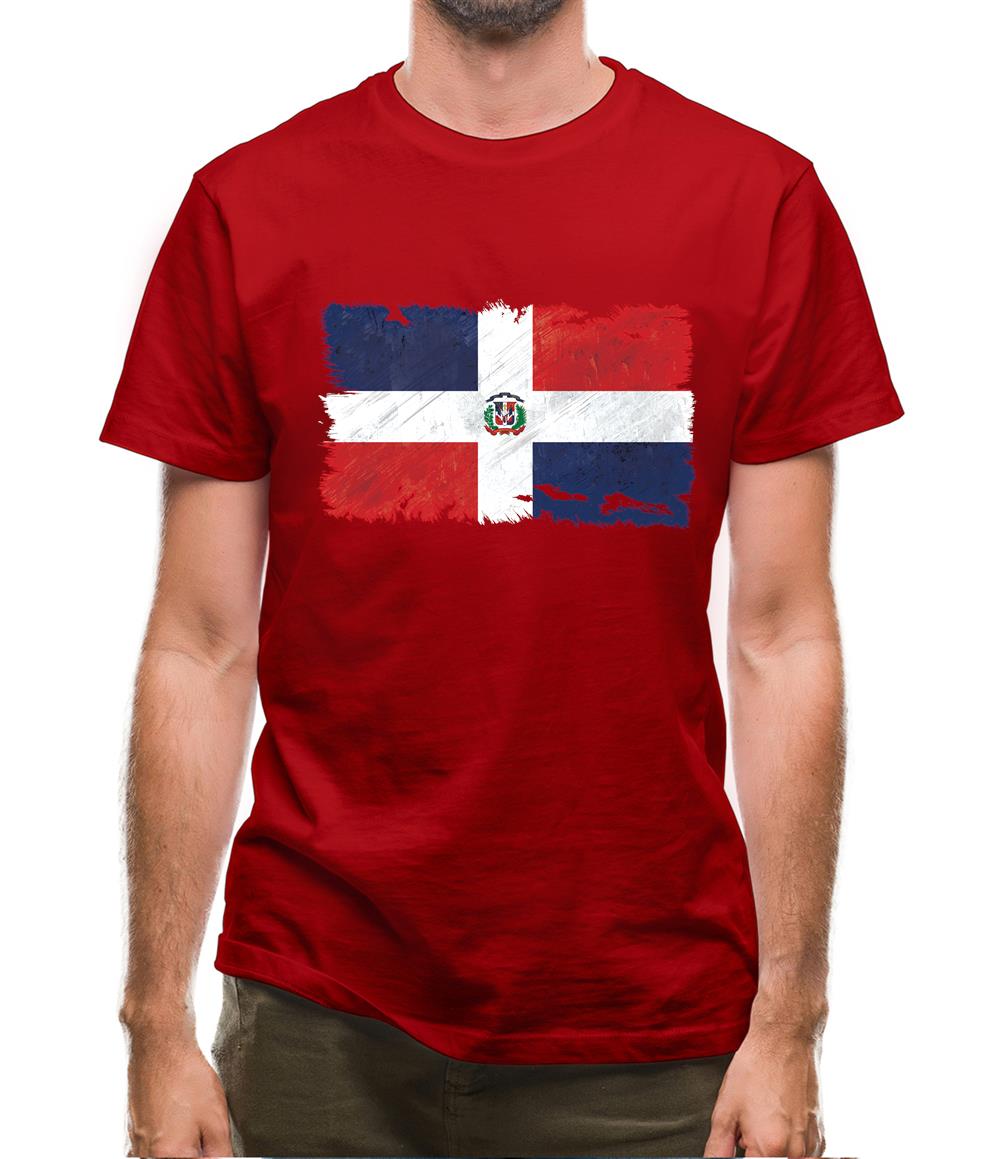 Dominican Republic Grunge Style Flag Mens T-Shirt