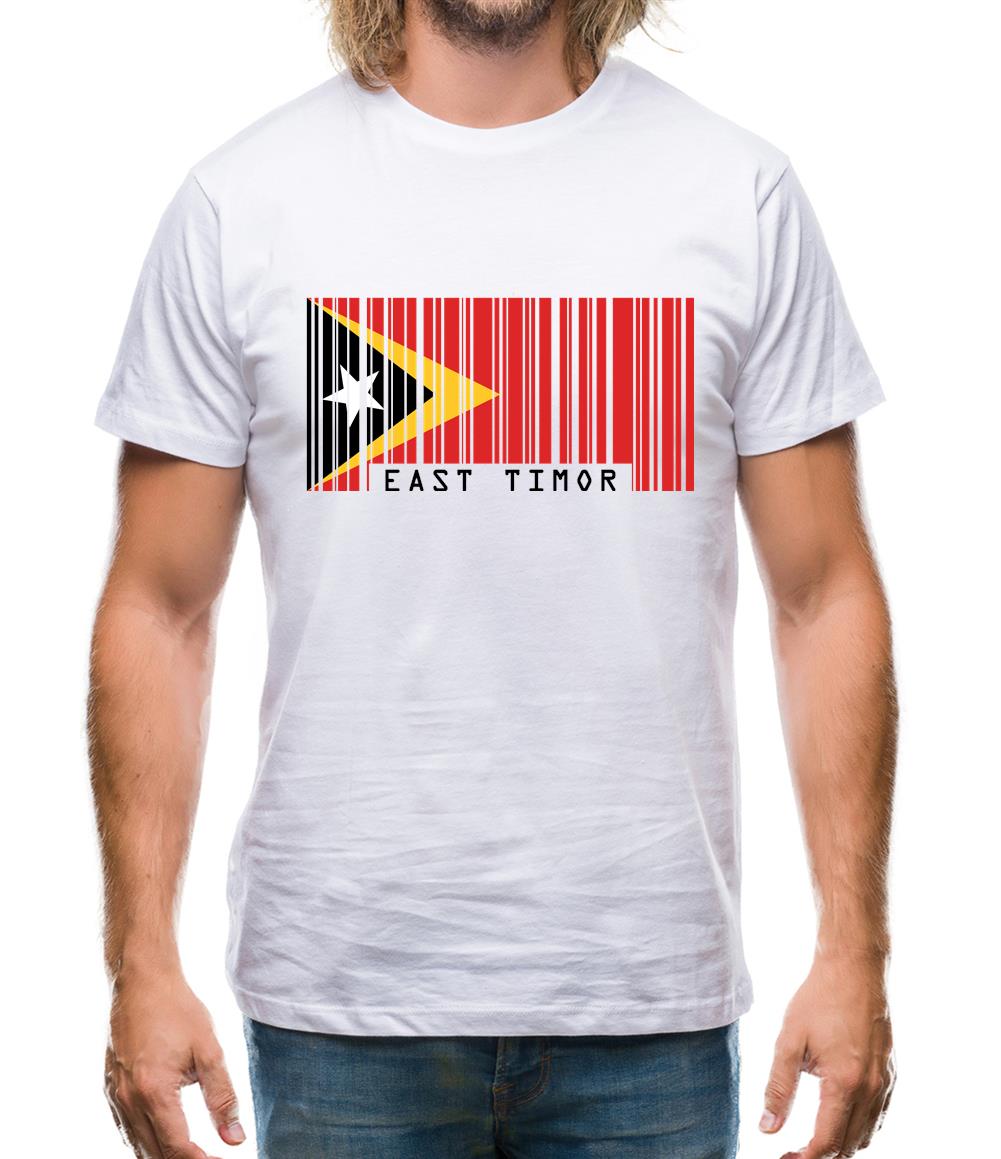 East Timor  Barcode Style Flag Mens T-Shirt