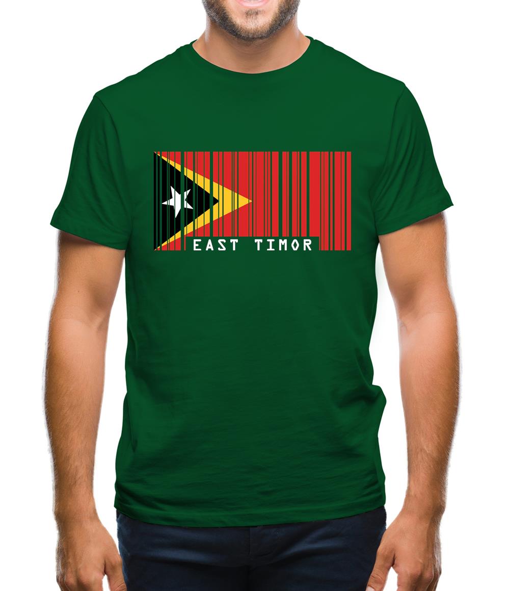 East Timor  Barcode Style Flag Mens T-Shirt