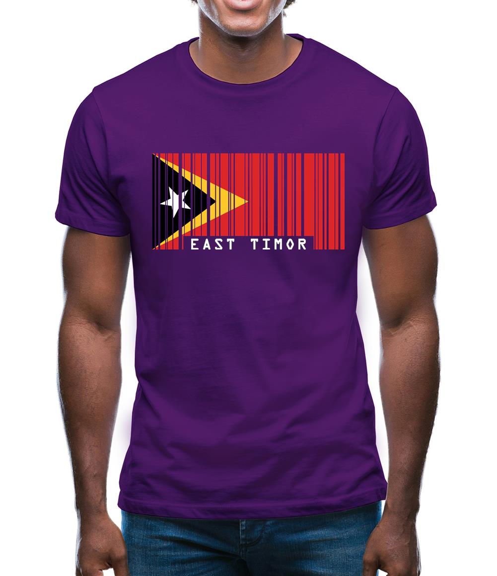 East Timor  Barcode Style Flag Mens T-Shirt