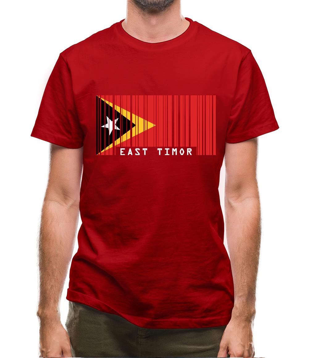East Timor  Barcode Style Flag Mens T-Shirt