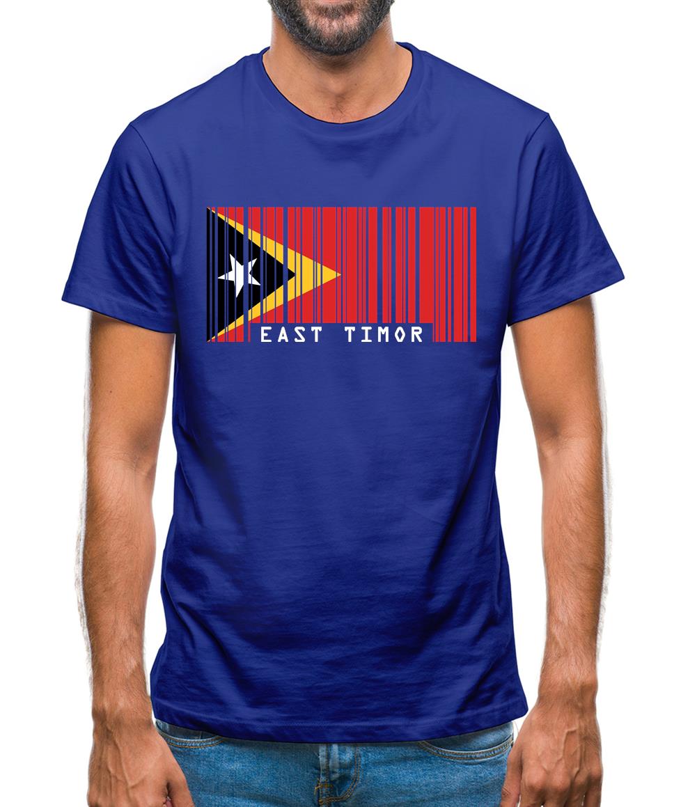 East Timor  Barcode Style Flag Mens T-Shirt