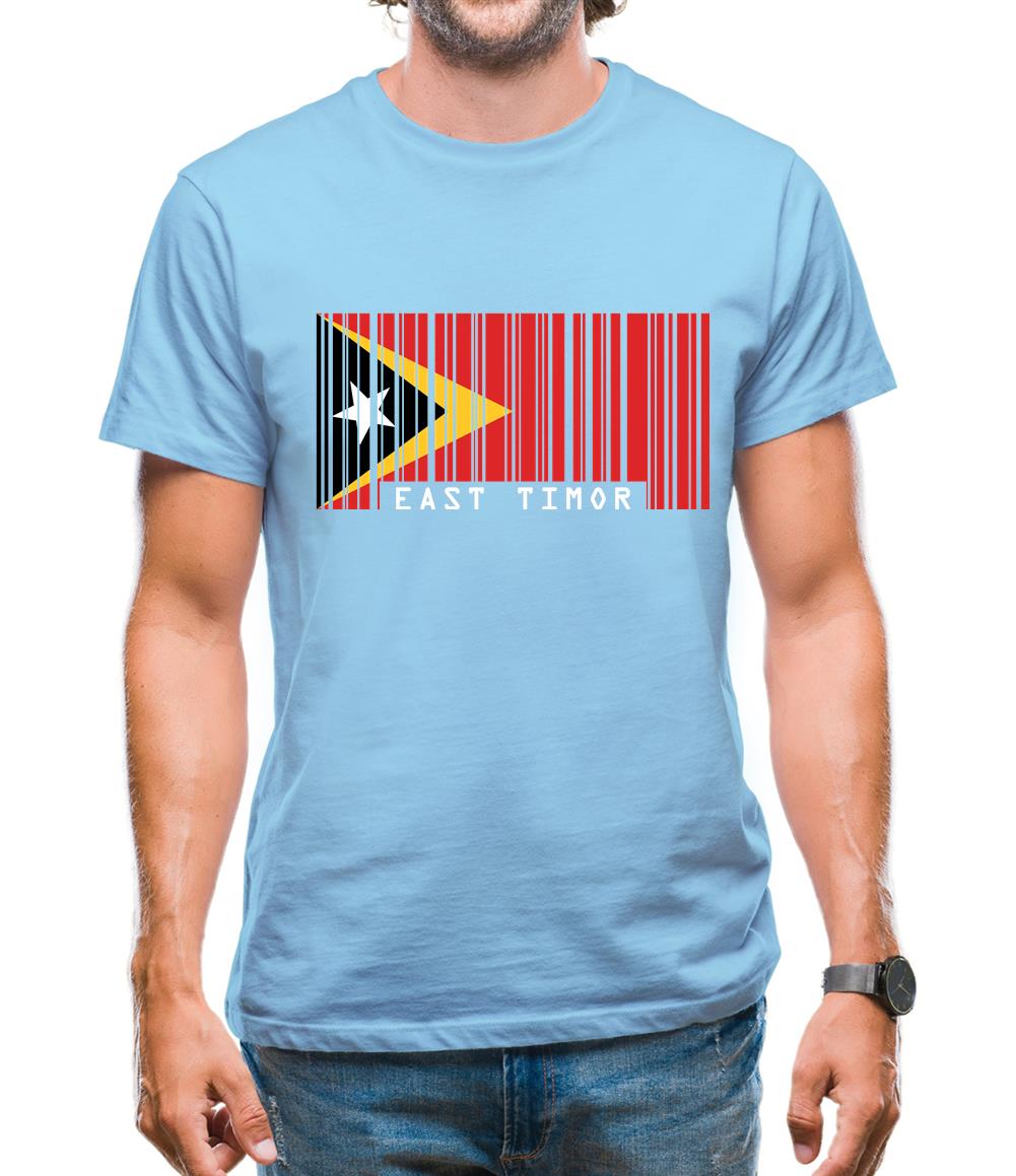 East Timor  Barcode Style Flag Mens T-Shirt