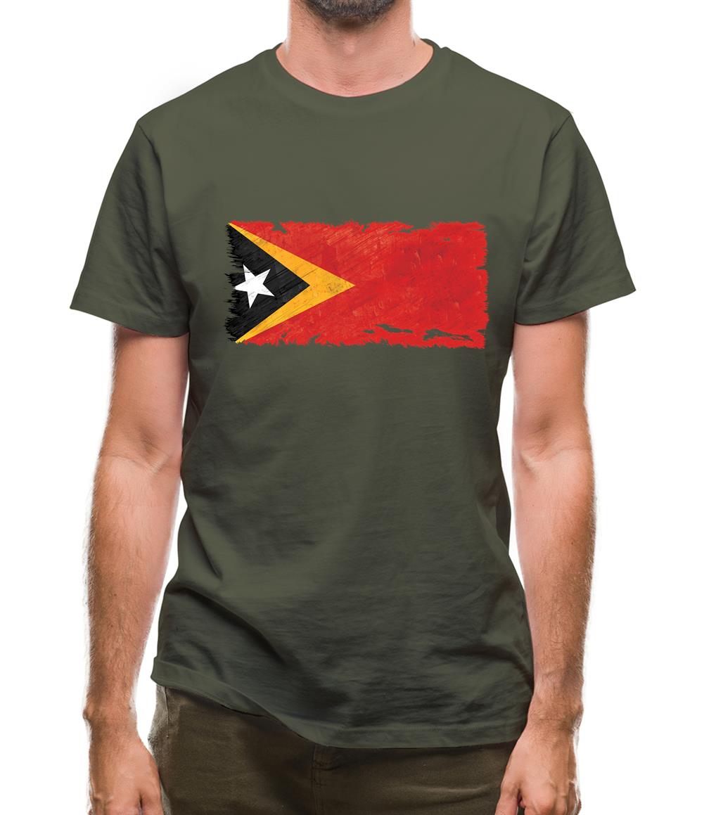 East Timor Grunge Style Flag Mens T-Shirt