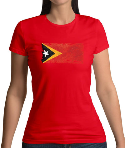East Timor Grunge Style Flag Womens T-Shirt