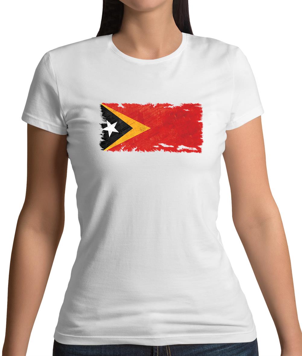 East Timor Grunge Style Flag Womens T-Shirt