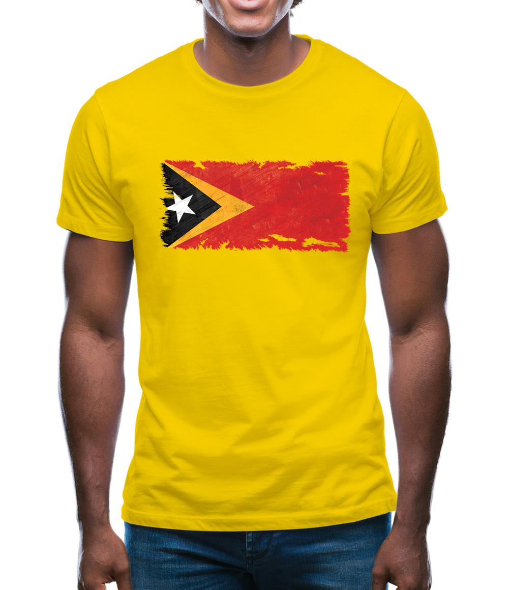 East Timor Grunge Style Flag Mens T-Shirt