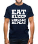 Eat Sleep Cricket Repeat Mens T-Shirt