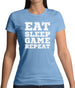 Eat Sleep Game Repeat Womens T-Shirt