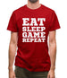 Eat Sleep Game Repeat Mens T-Shirt
