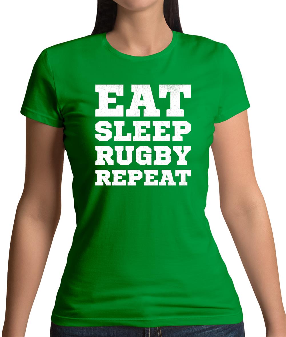 Eat Sleep Rugby Repeat Womens T-Shirt