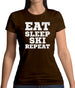 Eat Sleep Ski Repeat Womens T-Shirt