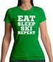 Eat Sleep Ski Repeat Womens T-Shirt