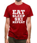 Eat Sleep Ski Repeat Mens T-Shirt