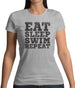 Eat Sleep Swim Repeat Womens T-Shirt