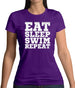 Eat Sleep Swim Repeat Womens T-Shirt
