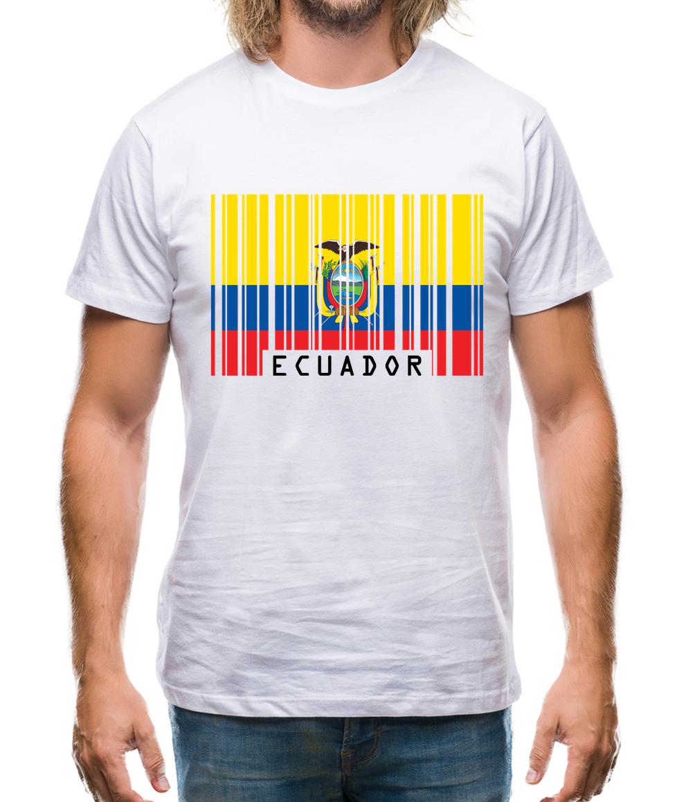 Ecuador Barcode Style Flag Mens T-Shirt