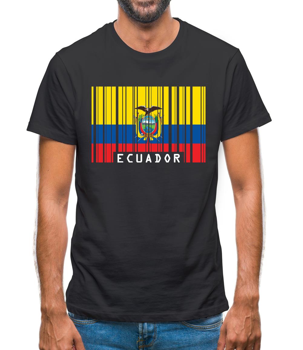 Ecuador Barcode Style Flag Mens T-Shirt