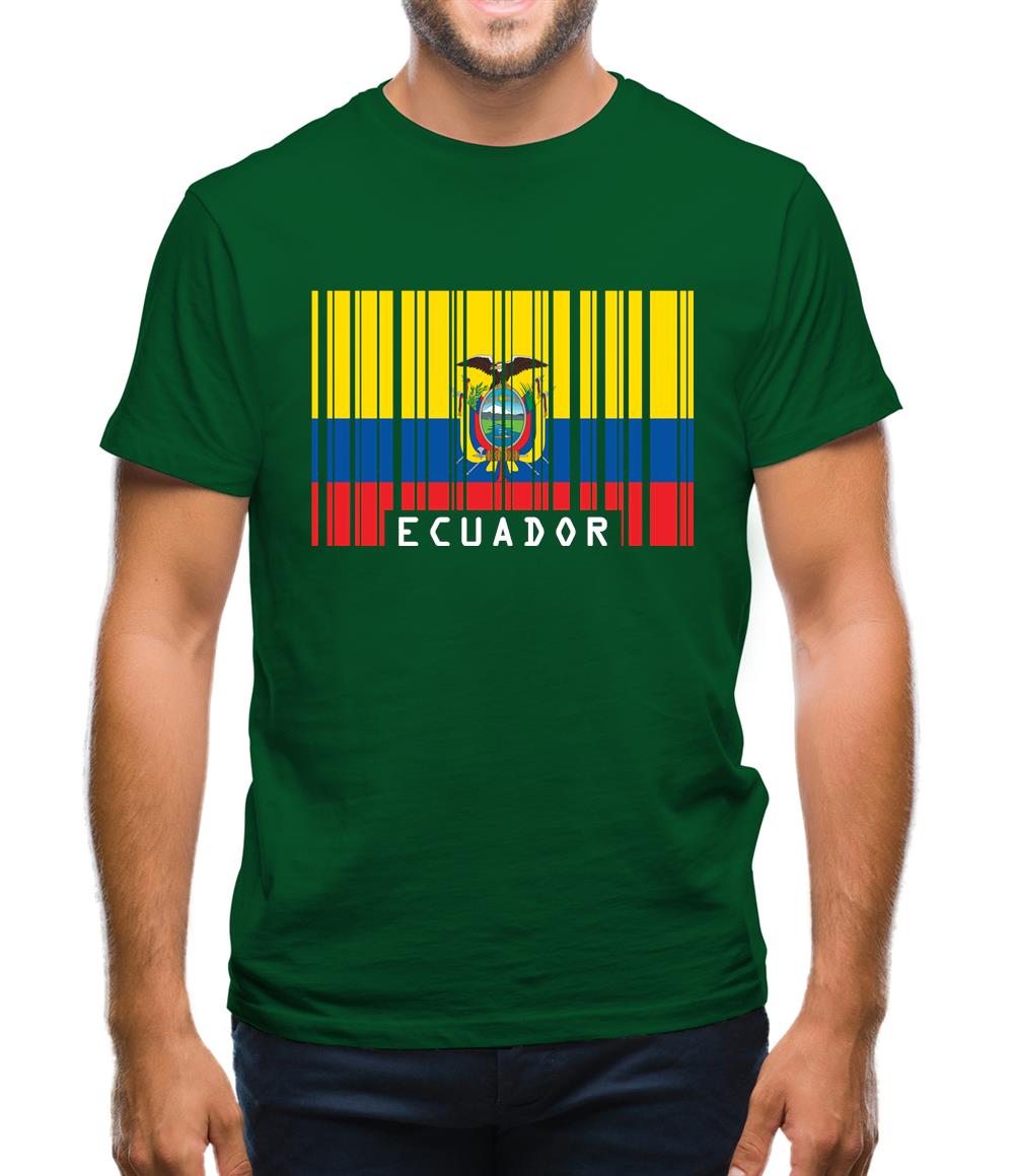 Ecuador Barcode Style Flag Mens T-Shirt