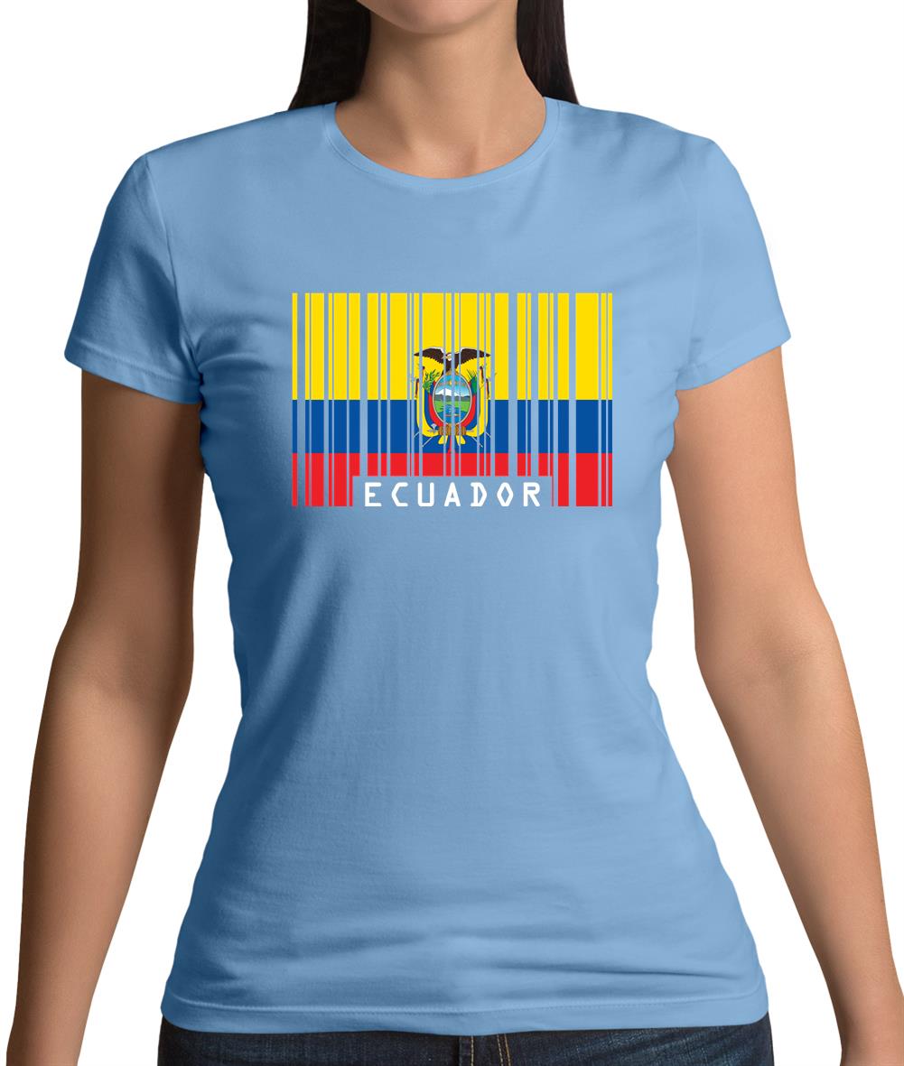 Ecuador Barcode Style Flag Womens T-Shirt