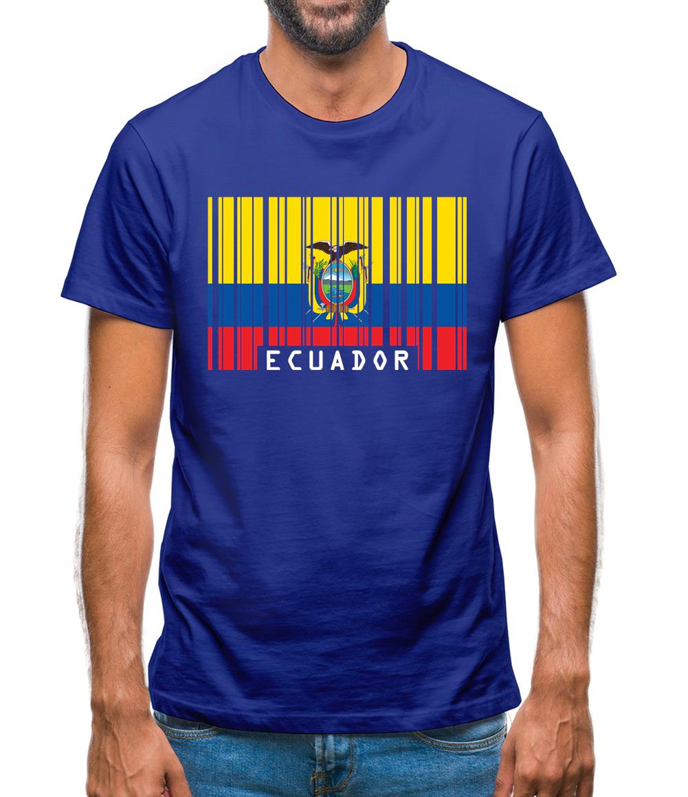 Ecuador Barcode Style Flag Mens T-Shirt