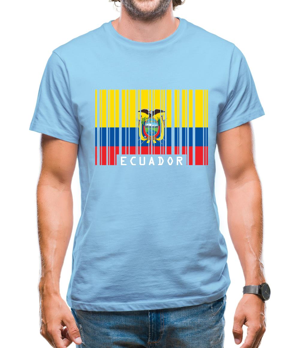 Ecuador Barcode Style Flag Mens T-Shirt