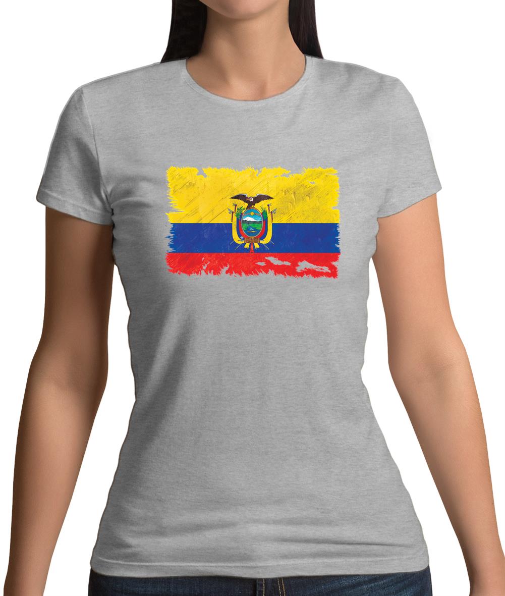 Ecuador Grunge Style Flag Womens T-Shirt
