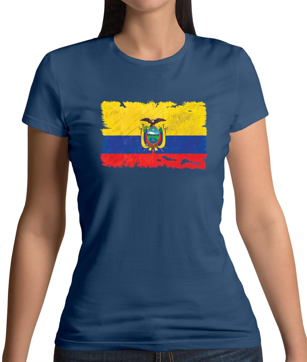 Ecuador Grunge Style Flag Womens T-Shirt