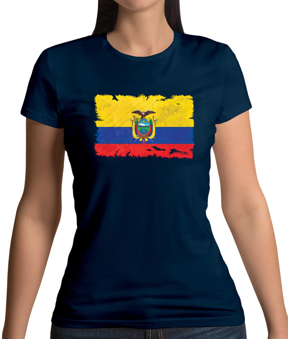 Ecuador Grunge Style Flag Womens T-Shirt