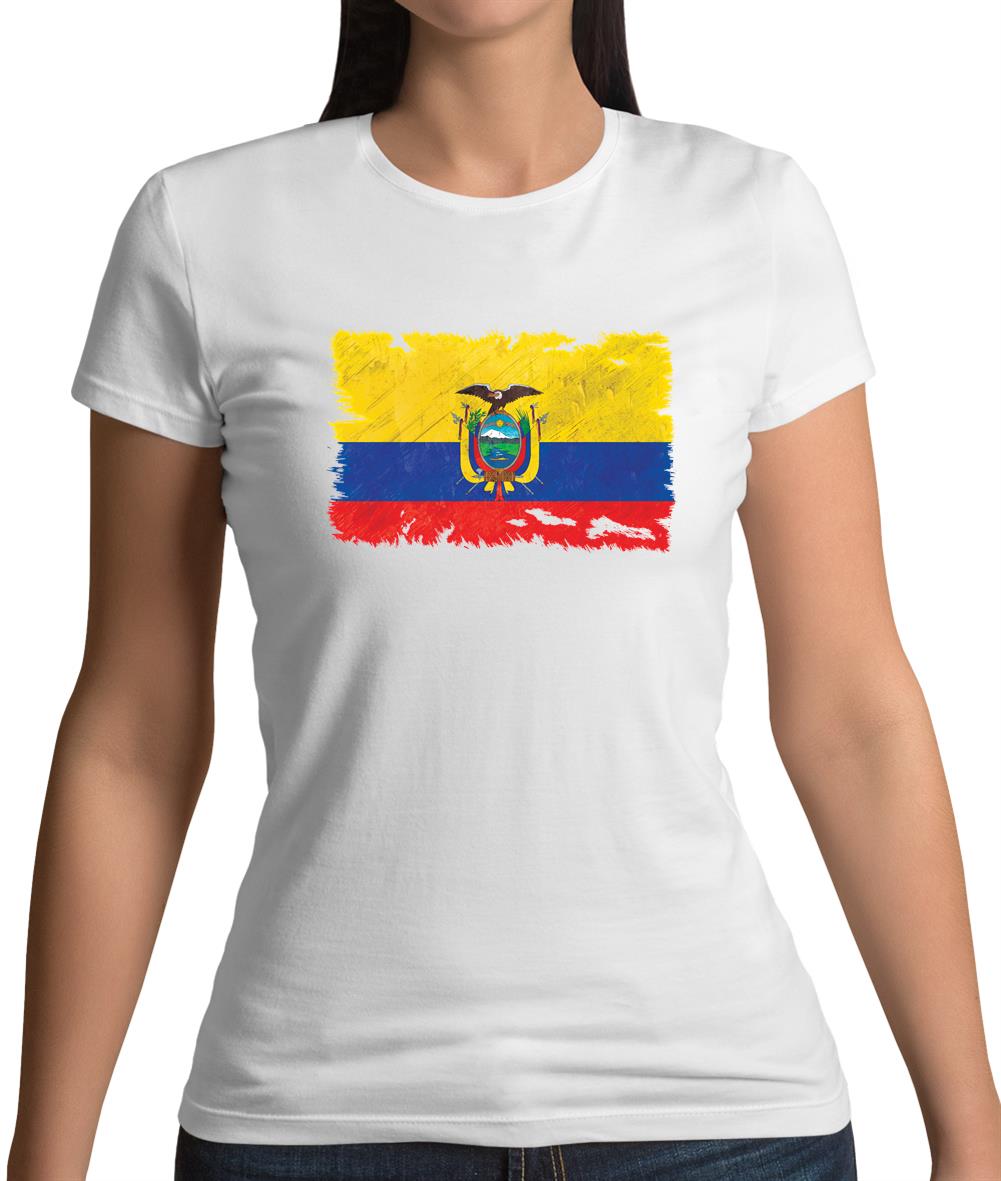 Ecuador Grunge Style Flag Womens T-Shirt
