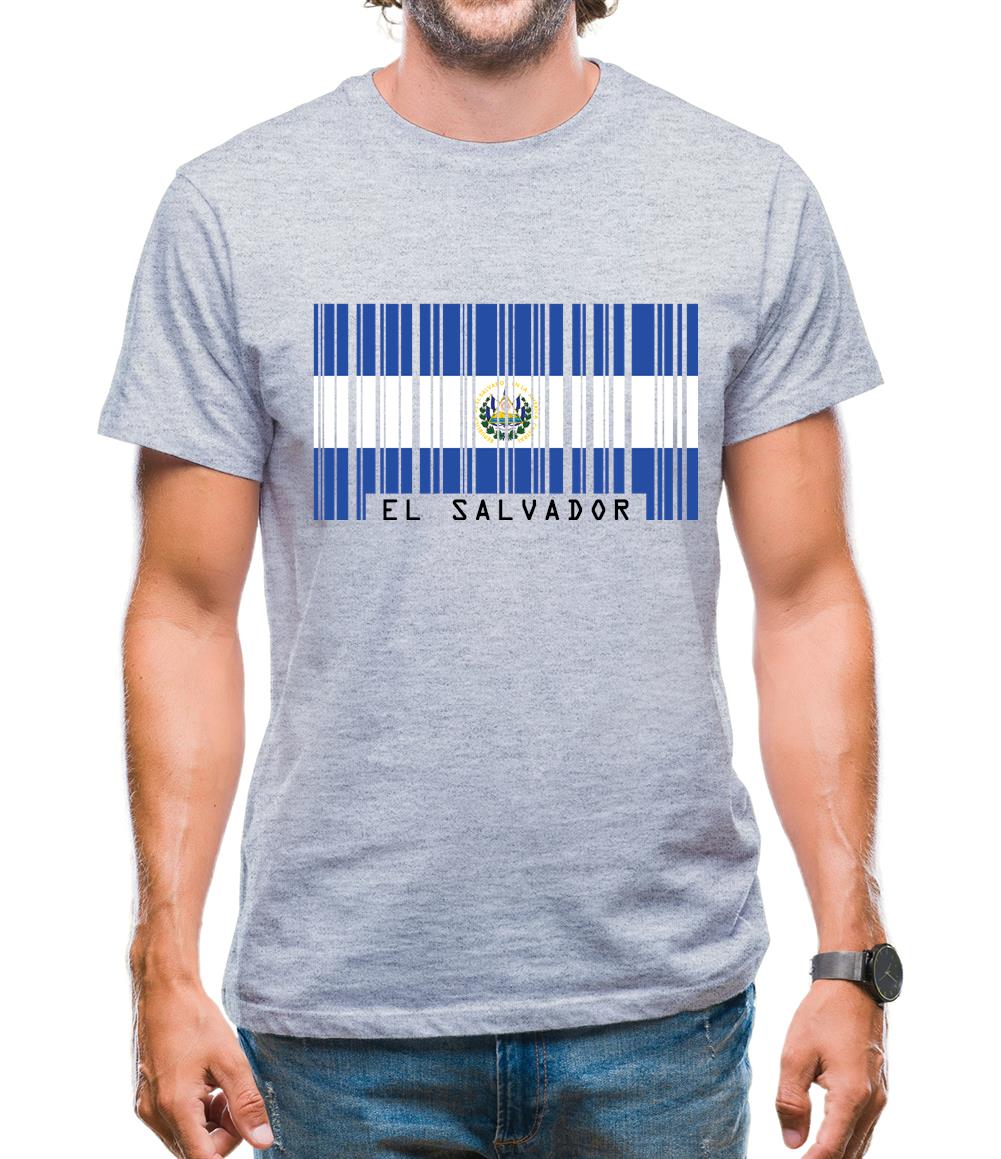 El Salvador  Barcode Style Flag Mens T-Shirt
