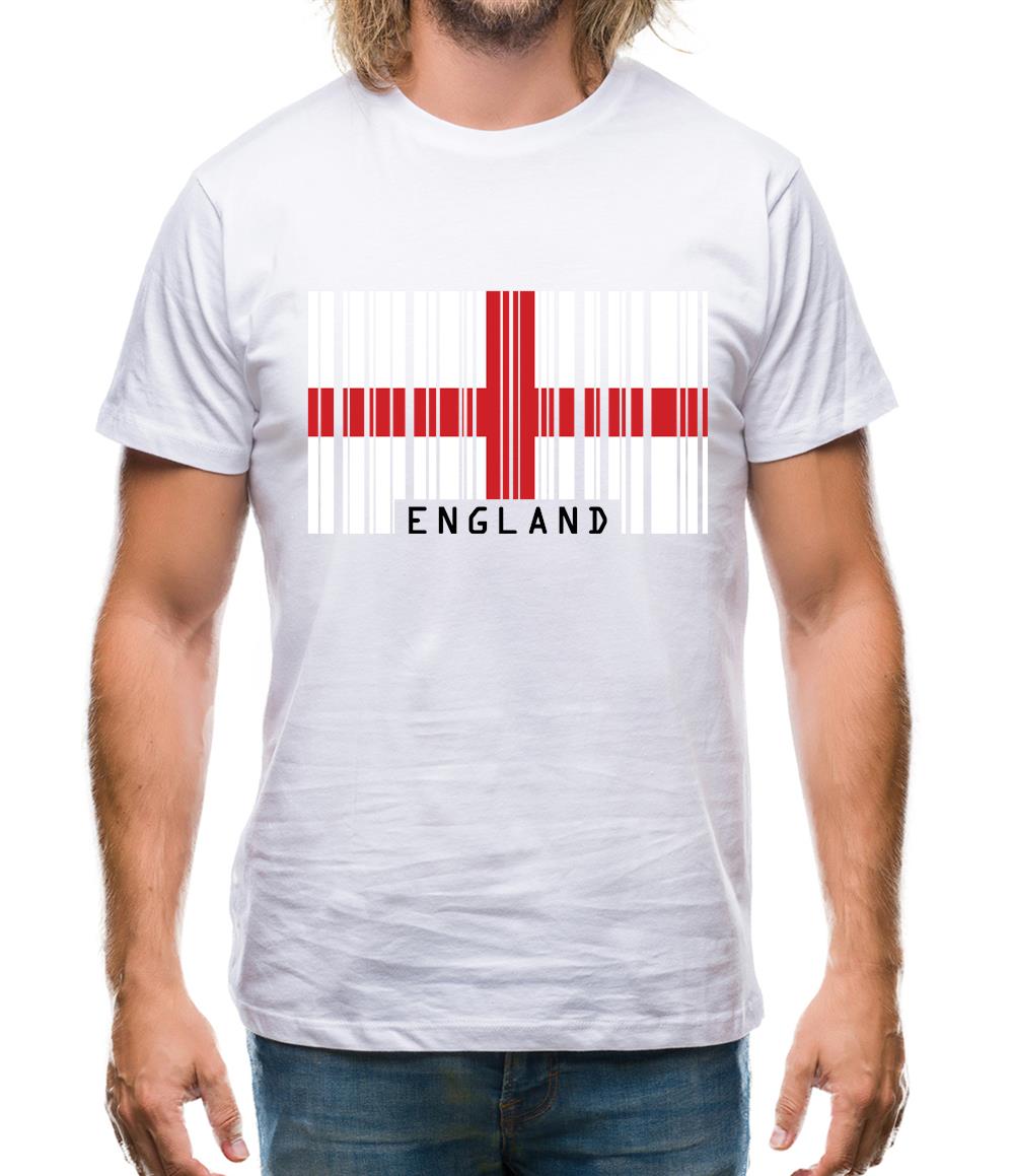 England Barcode Style Flag Mens T-Shirt