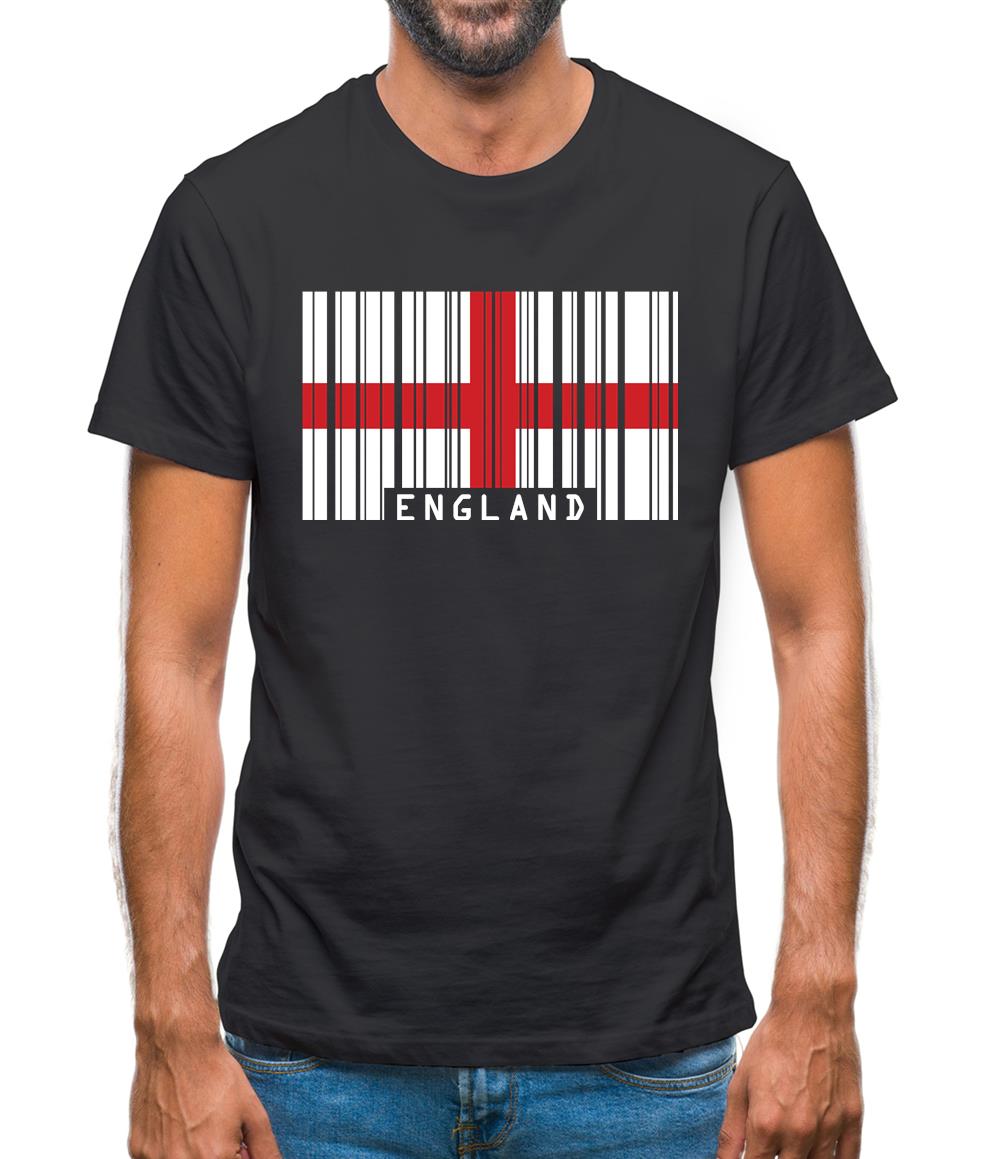 England Barcode Style Flag Mens T-Shirt