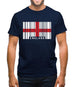 England Barcode Style Flag Mens T-Shirt
