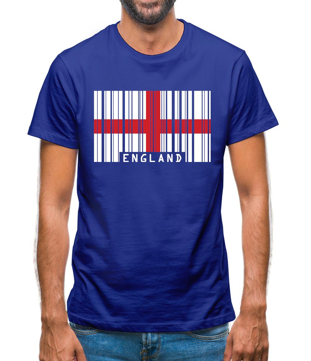 England Barcode Style Flag Mens T-Shirt