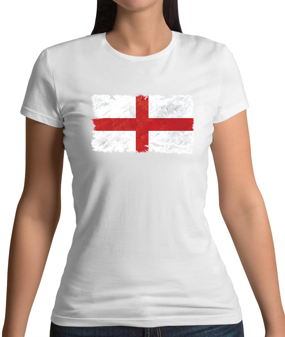 England Grunge Style Flag Womens T-Shirt
