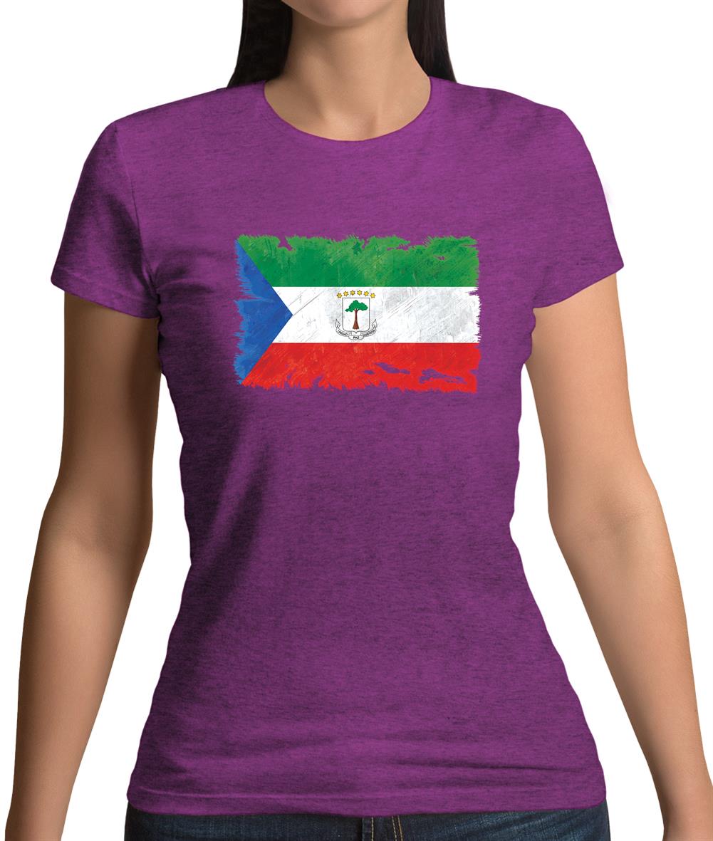 Equatorial Guinea Grunge Style Flag Womens T-Shirt