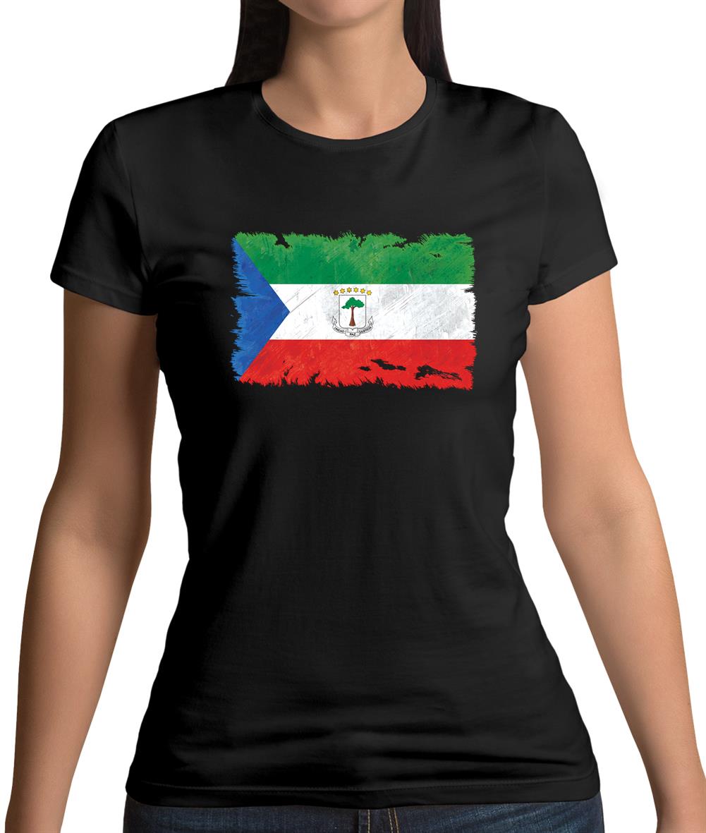 Equatorial Guinea Grunge Style Flag Womens T-Shirt