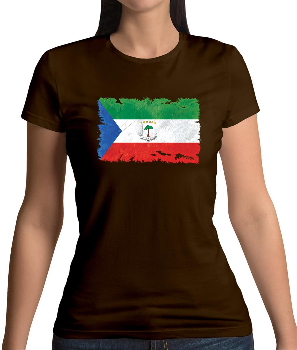 Equatorial Guinea Grunge Style Flag Womens T-Shirt