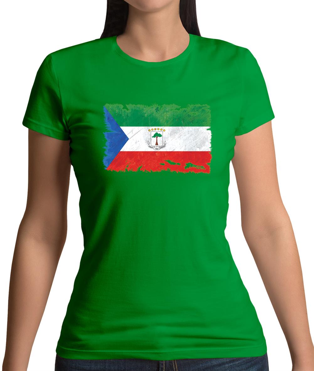 Equatorial Guinea Grunge Style Flag Womens T-Shirt