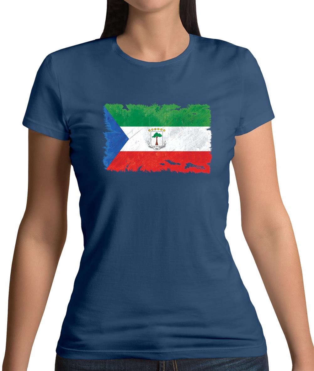 Equatorial Guinea Grunge Style Flag Womens T-Shirt
