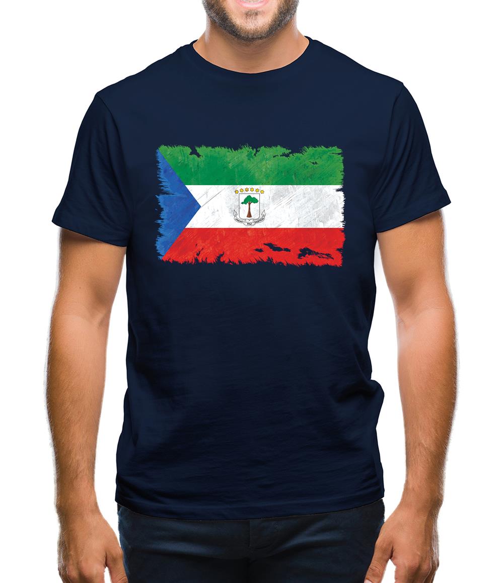 Equatorial Guinea Grunge Style Flag Mens T-Shirt