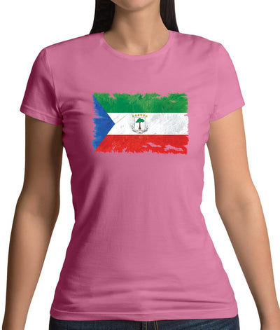 Equatorial Guinea Grunge Style Flag Womens T-Shirt